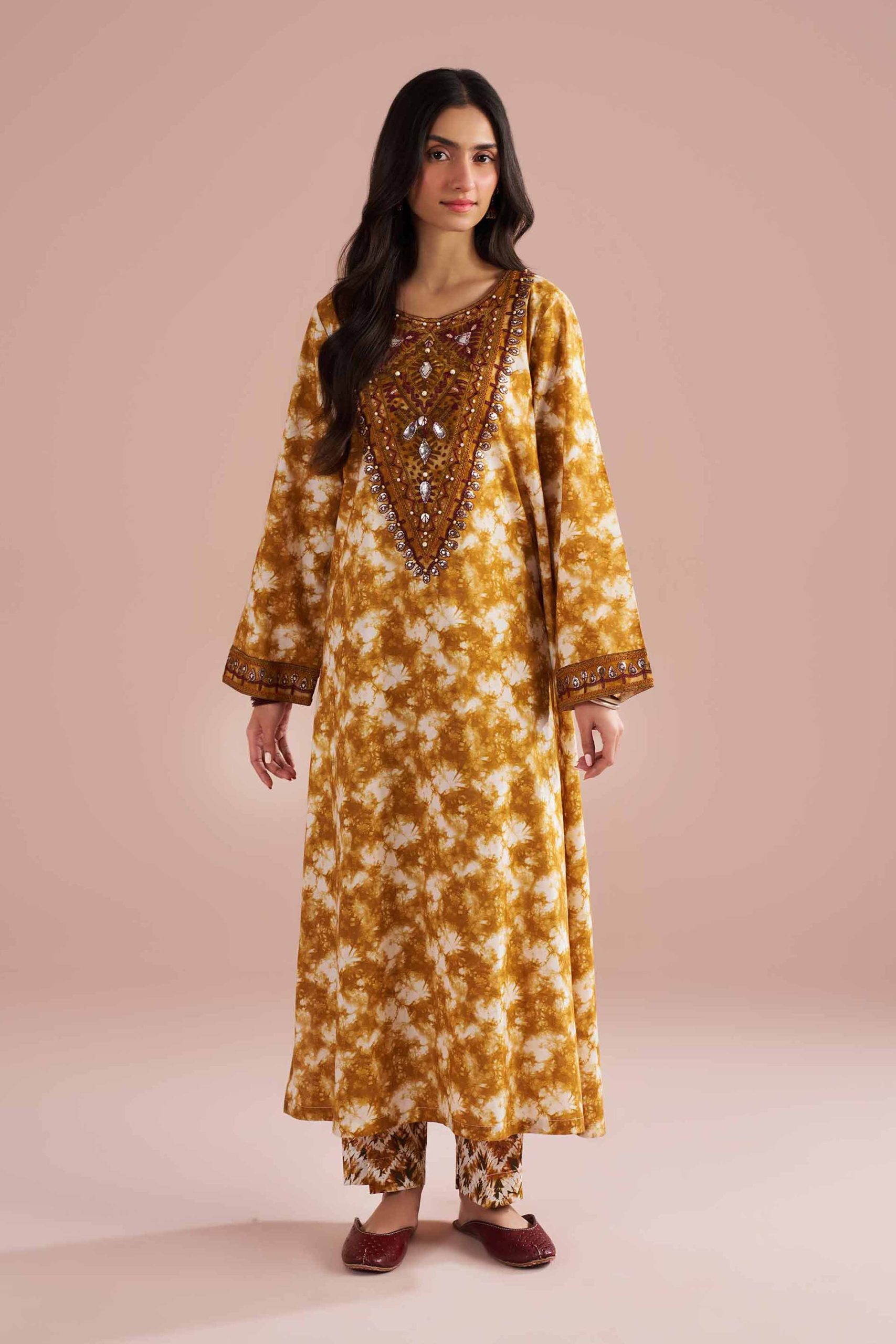 2 Piece - Printed Embroidered Suit - PE26-251