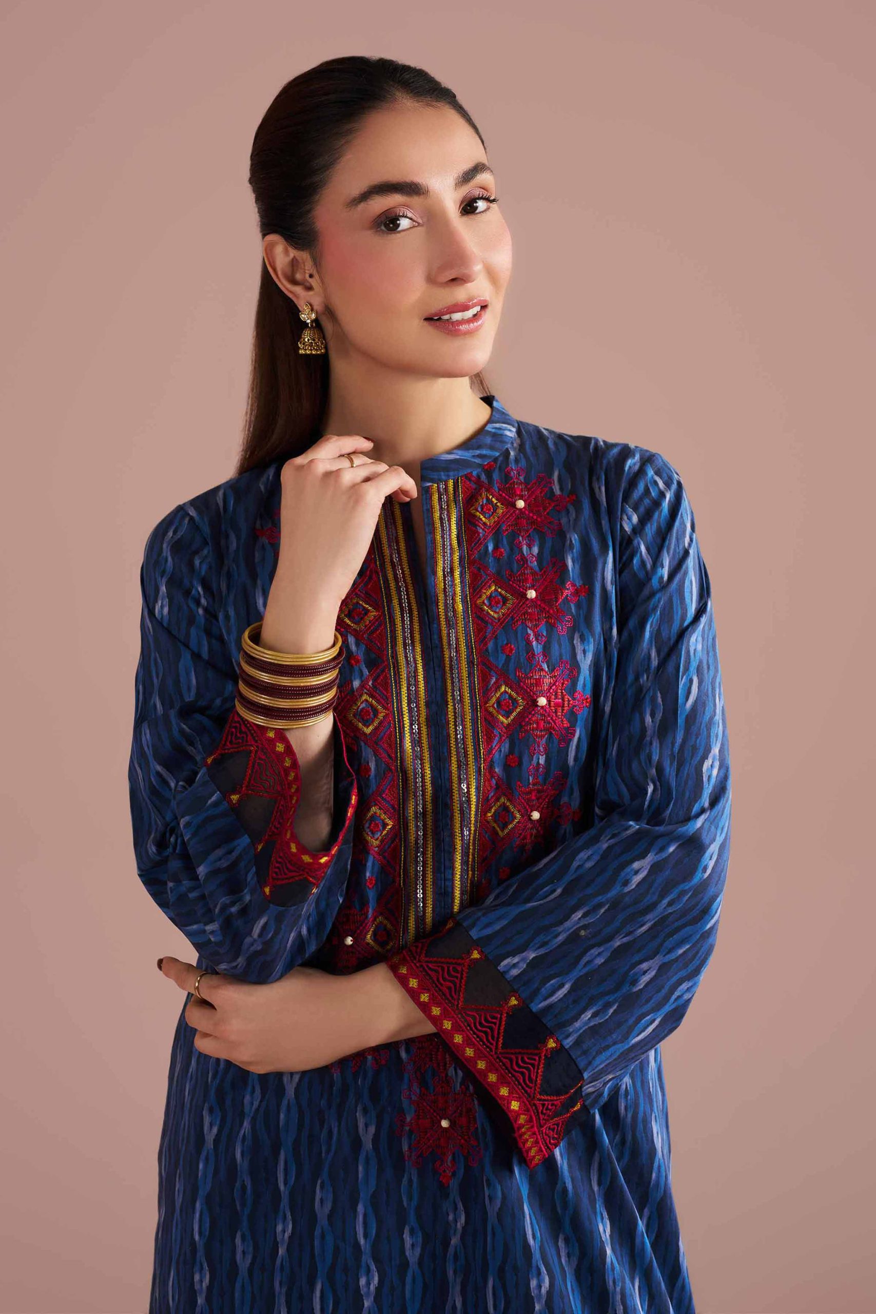 2 Piece - Printed Embroidered Suit - PE26-252 - Image 2