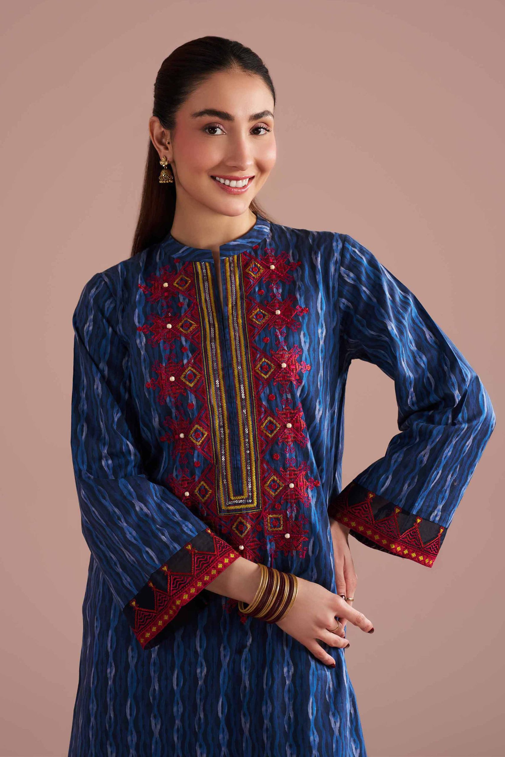 2 Piece - Printed Embroidered Suit - PE26-252 - Image 4