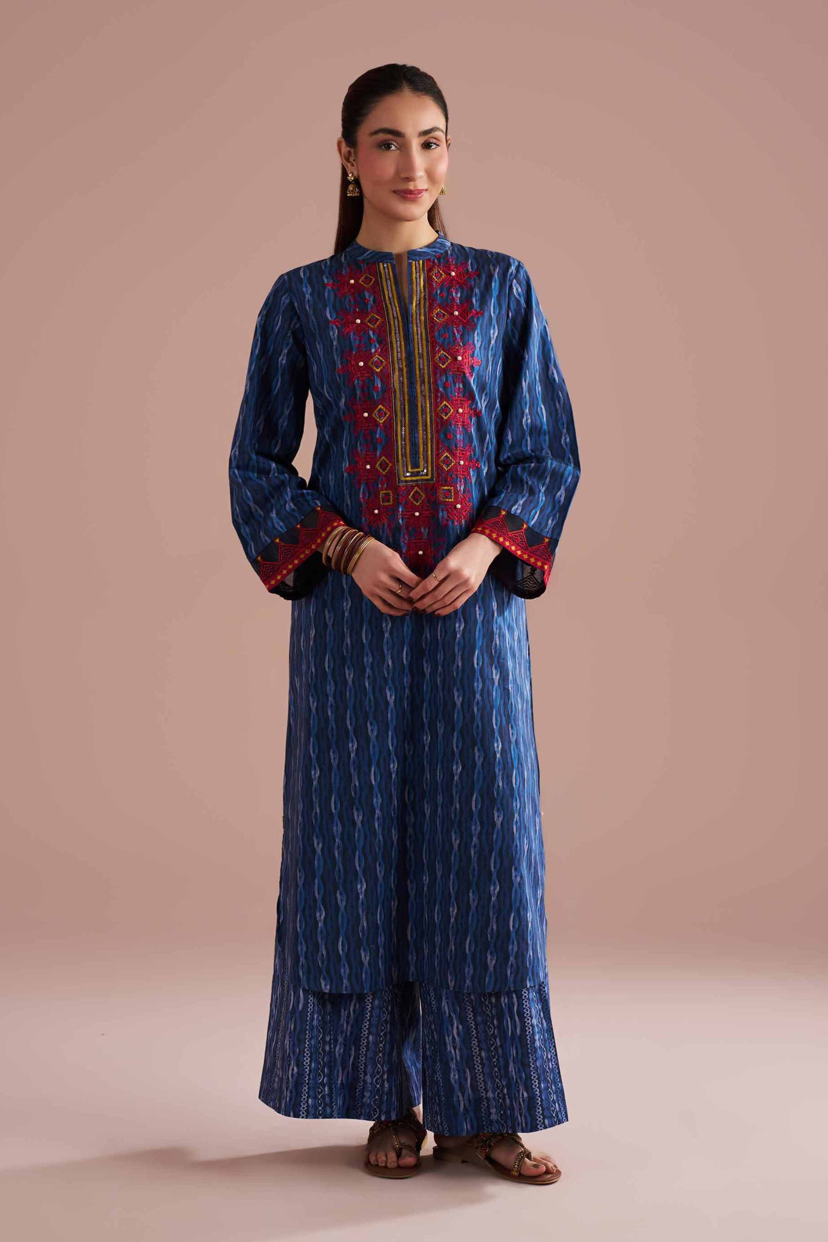 2 Piece - Printed Embroidered Suit - PE26-252 - Image 5