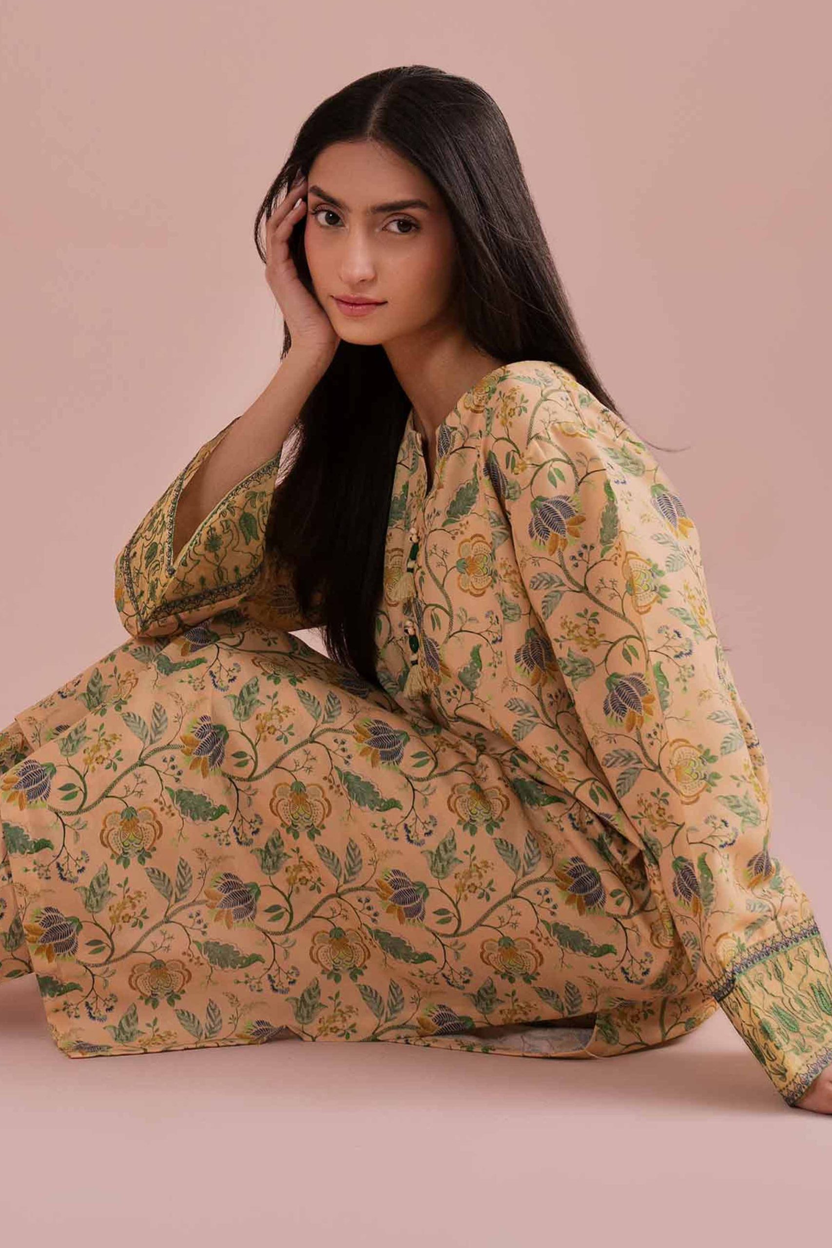 2 Piece - Printed Embroidered Suit - PE26-29 - Image 2