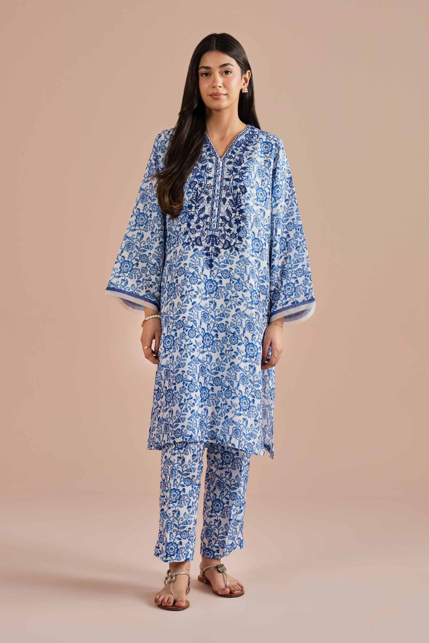 2 Piece - Printed Embroidered Suit - PE26-32 - Image 5