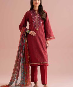 3 Piece - Printed Embroidered Suit - PE26-332