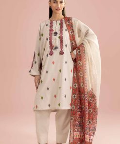 3 Piece - Printed Embroidered Suit - PE26-335
