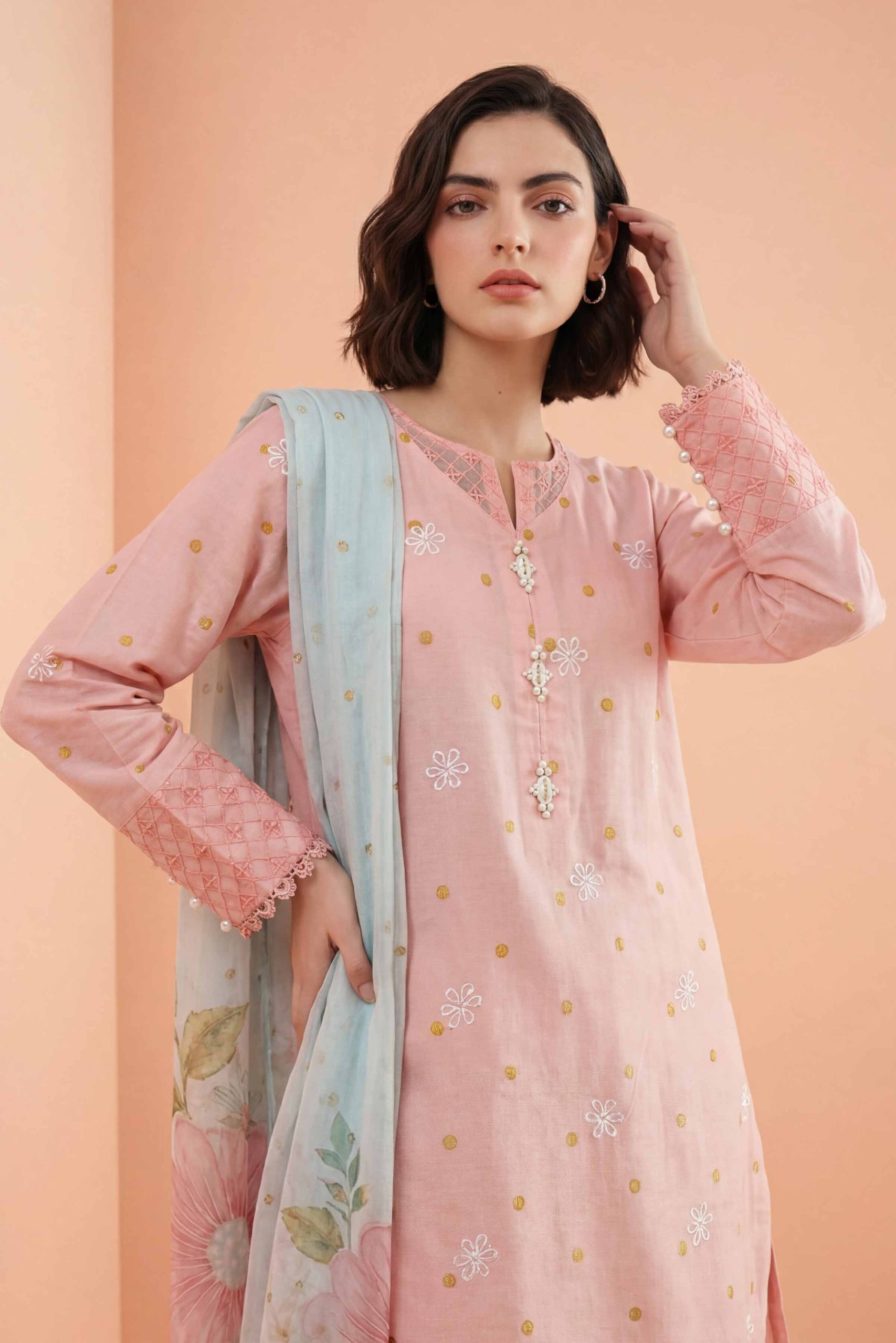 3 Piece - Embroidered Suit - PE26-338 - Image 5