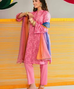 3 Piece - Printed Embroidered Suit - PE26-339