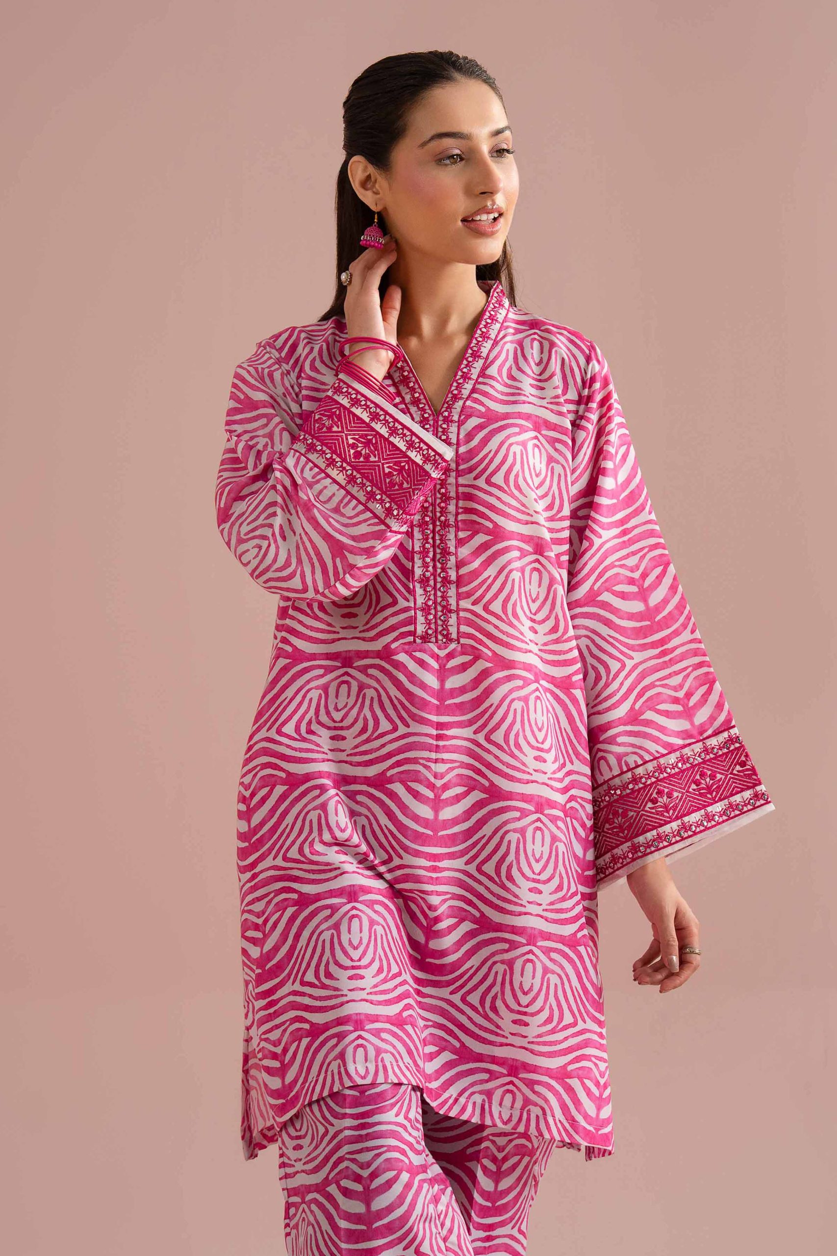 2 Piece - Printed Embroidered Suit - PE26-357 - Image 2