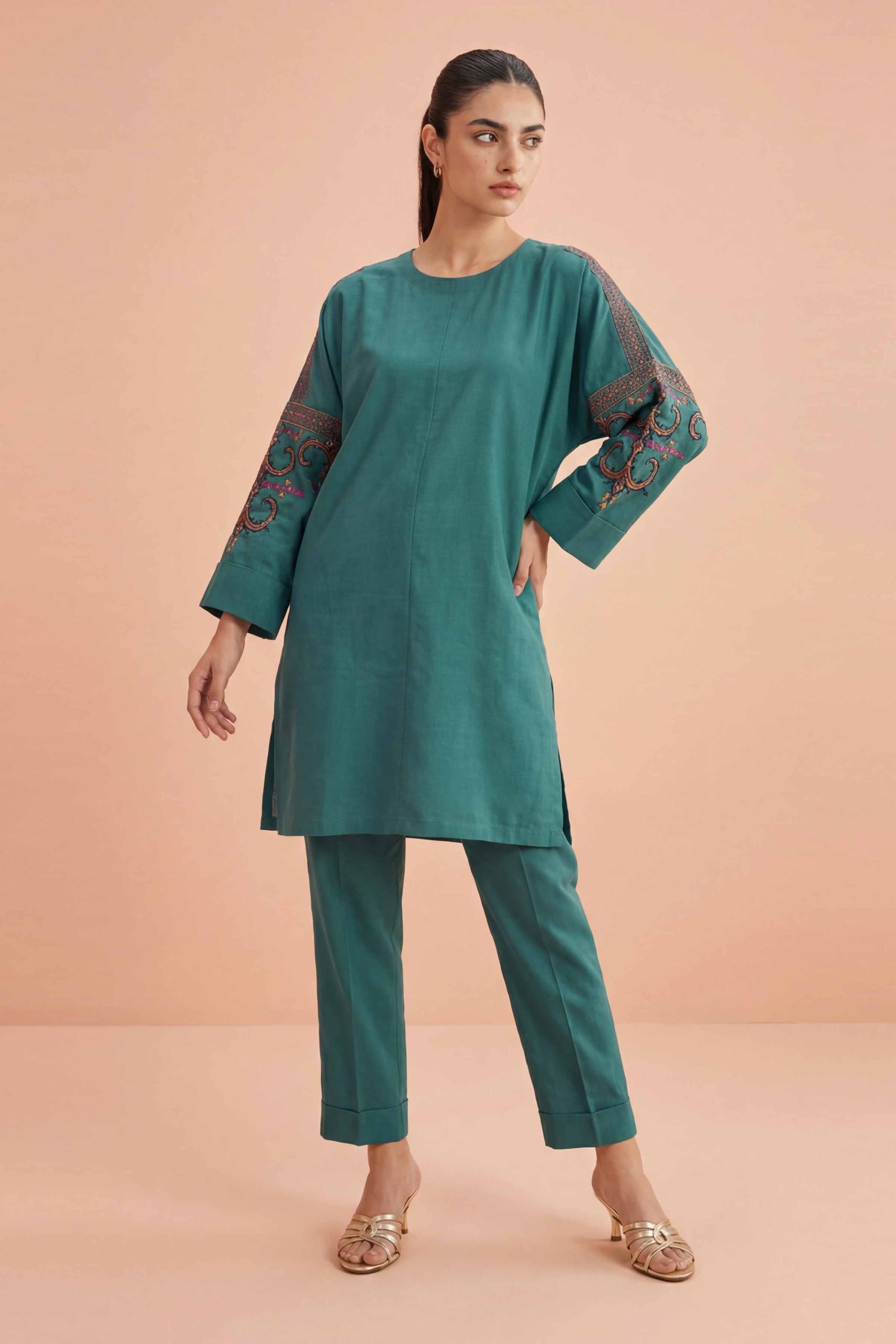 2 Piece - Embroidered Suit - PE26-408 - Image 3