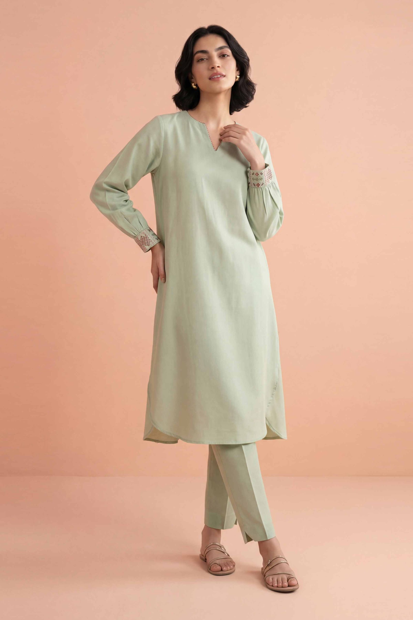 2 Piece - Embroidered Suit - PE26-409 - Image 3