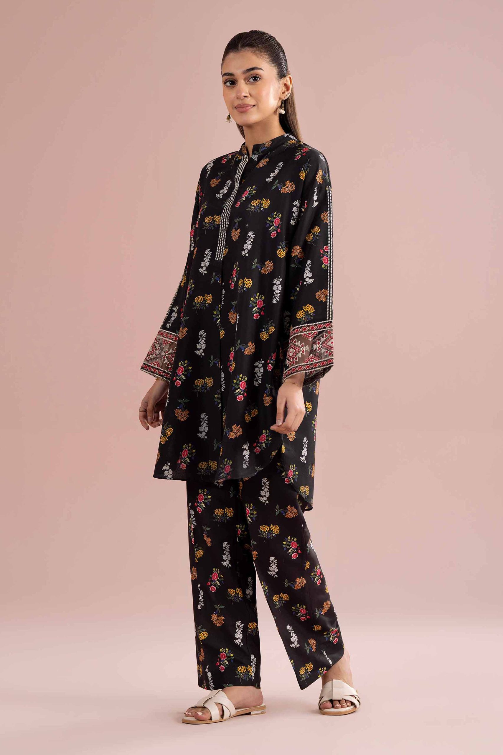 2 Piece - Printed Embroidered Suit - PE26-417