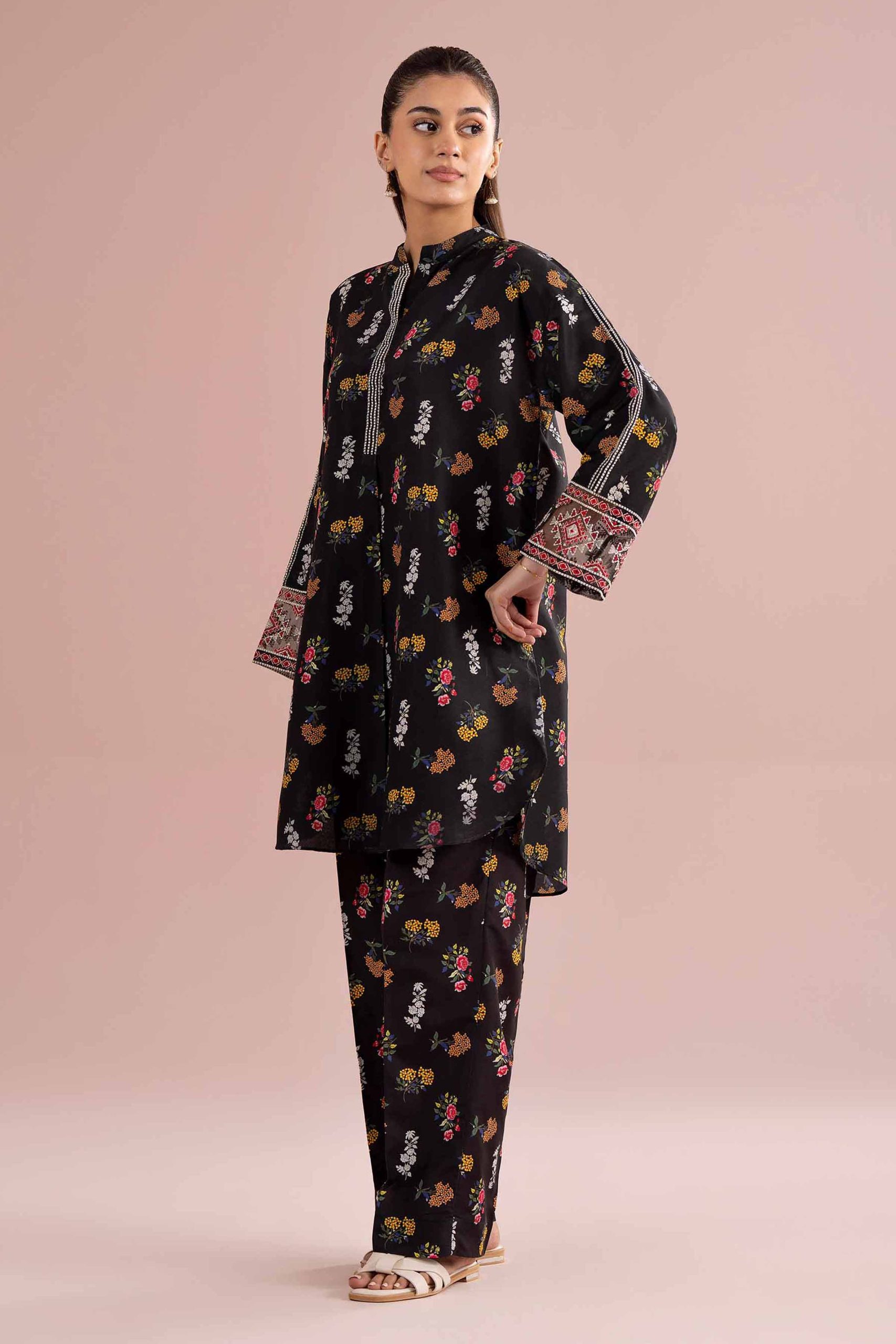 2 Piece - Printed Embroidered Suit - PE26-417 - Image 5