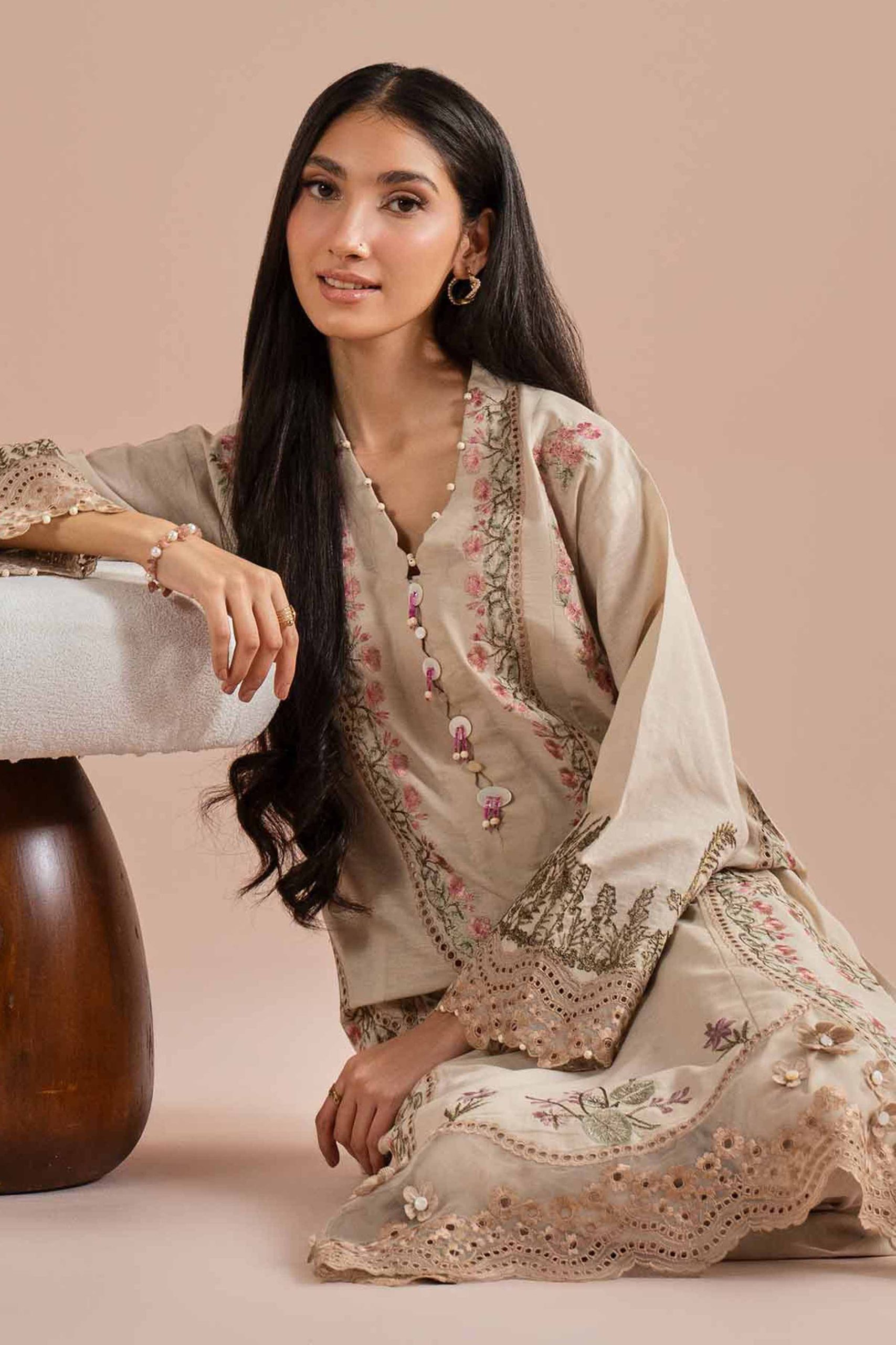 2 Piece - Embroidered Suit - PE26-48 - Image 2