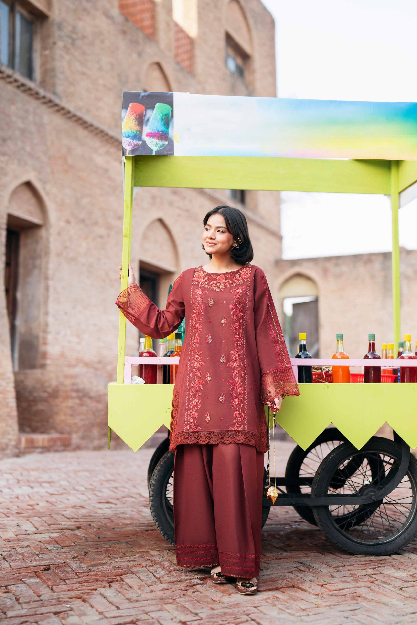 2 Piece - Embroidered Suit - PE26-50 - Image 3