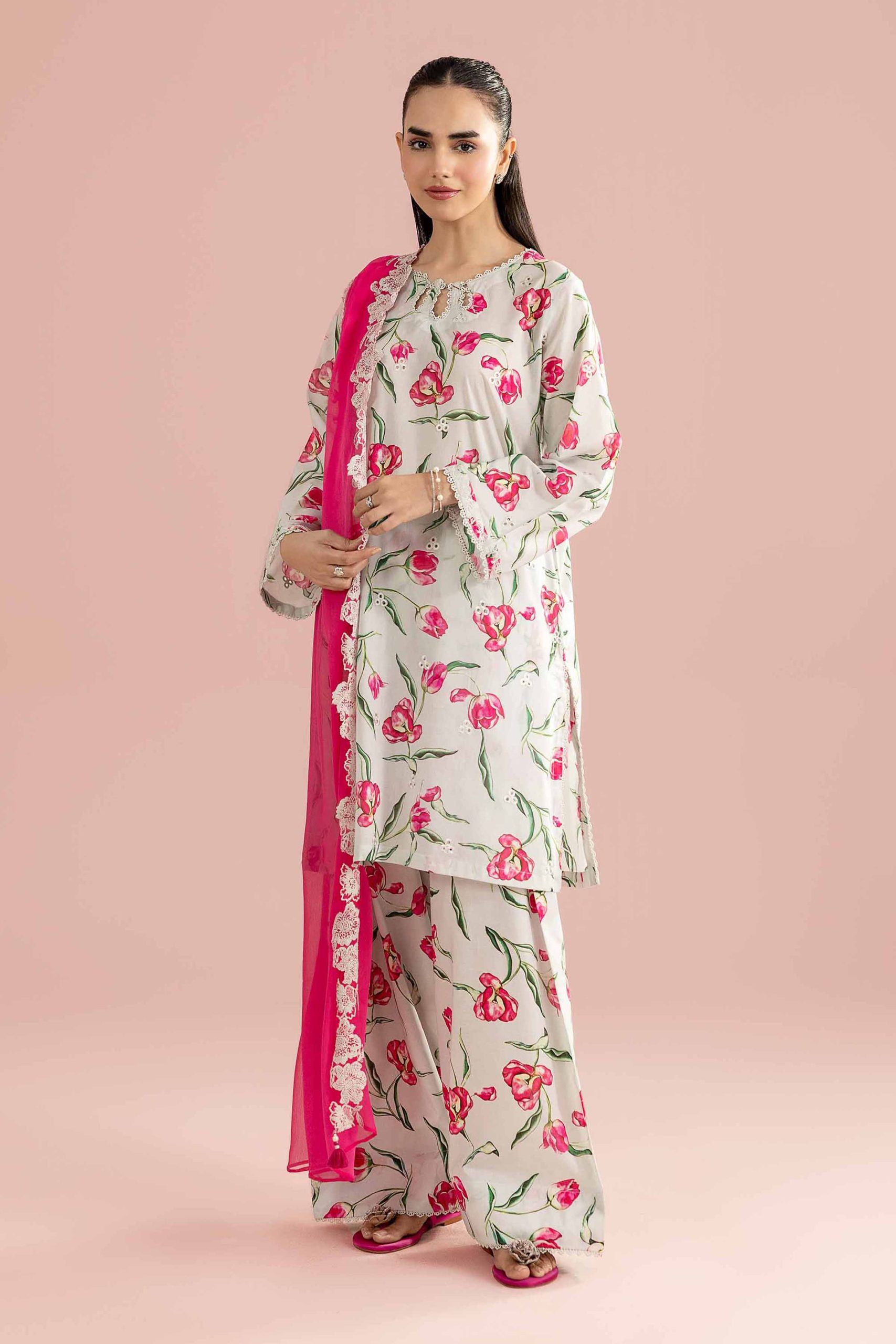 3 Piece - Printed Embroidered Suit - PE26-69
